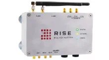 RISE by TÜV AUSTRIA: Messgerät im Aluminiumgehäuse mit zwei Antennen, vier Messkanälen und Status-LEDs